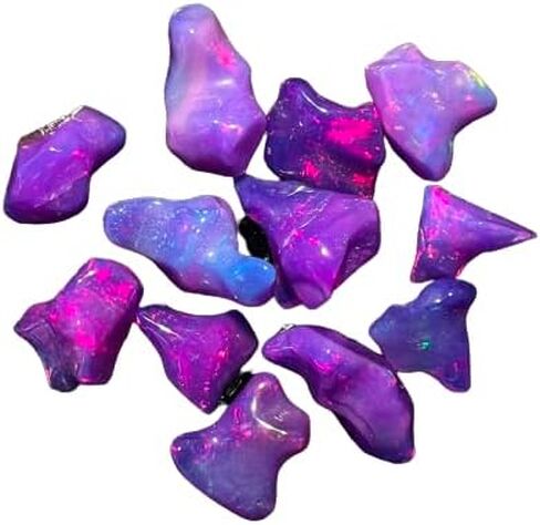 Purple Ethiopian Opal Polish Rough, Natural Polished Opal, 5 Piece Ethiopian Opal Polished Rough, Top Quality Genuine Multi Fire Raw Polished Opal, Fire Opal Rough, Roughopal-4 in Kuwait