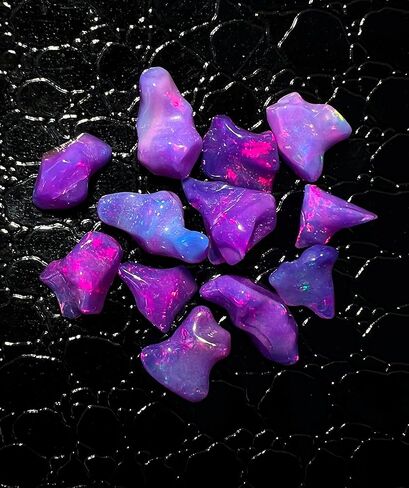 Purple Ethiopian Opal Polish Rough, Natural Polished Opal, 5 Piece Ethiopian Opal Polished Rough, Top Quality Genuine Multi Fire Raw Polished Opal, Fire Opal Rough, Roughopal-4 in Kuwait
