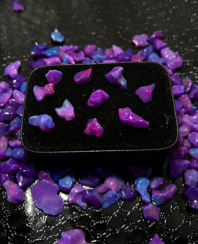 Purple Ethiopian Opal Polish Rough, Natural Polished Opal, 5 Piece Ethiopian Opal Polished Rough, Top Quality Genuine Multi Fire Raw Polished Opal, Fire Opal Rough, Roughopal-4 in Kuwait