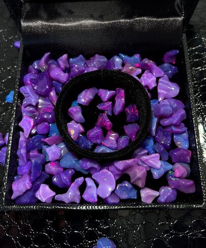 Purple Ethiopian Opal Polish Rough, Natural Polished Opal, 5 Piece Ethiopian Opal Polished Rough, Top Quality Genuine Multi Fire Raw Polished Opal, Fire Opal Rough, Roughopal-4 in Kuwait