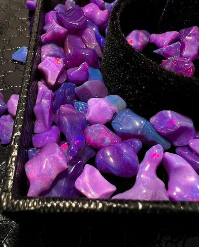 Purple Ethiopian Opal Polish Rough, Natural Polished Opal, 5 Piece Ethiopian Opal Polished Rough, Top Quality Genuine Multi Fire Raw Polished Opal, Fire Opal Rough, Roughopal-4 in Kuwait
