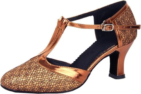 أحذية Inupon النسائية لقاعة الرقص على شكل حرف T أحذية الرقص اللاتينية مقاس 2.16 بوصة كعب حفلات السالسا التانجو in Kuwait