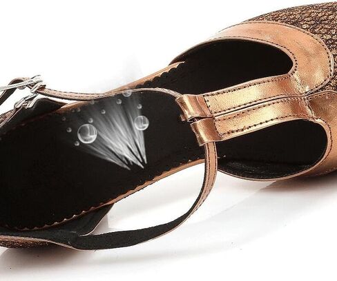 أحذية Inupon النسائية لقاعة الرقص على شكل حرف T أحذية الرقص اللاتينية مقاس 2.16 بوصة كعب حفلات السالسا التانجو in Kuwait