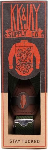 KK & Jay Supply Co. - The Original Premium Stay Tucked Shirt Stay - Non Slip Grip Shirttail Garters - Made in Brooklyn, USA - Solid Olive in Kuwait