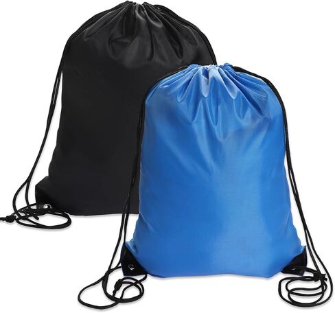 Mozeat Lens 2Pcs Drawstring Backpack Bags Black Blue Drawstring Bag Bulk Cinch Tote Sack PE Bags Draw String Bags Pack Drawstring Gym Bag Swim Bag for Women Men in Saudi Arabia