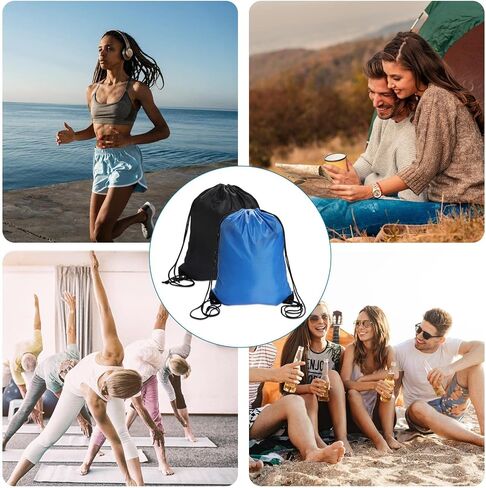 Mozeat Lens 2Pcs Drawstring Backpack Bags Black Blue Drawstring Bag Bulk Cinch Tote Sack PE Bags Draw String Bags Pack Drawstring Gym Bag Swim Bag for Women Men in Saudi Arabia