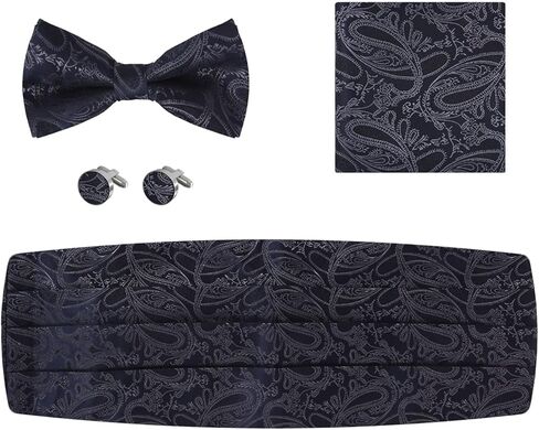 مجموعة أزرار أكمام رجالي من EPOINT Wedding Cummerbunds ربطة عنق بيزلي أحمر بورجوندي in Kuwait