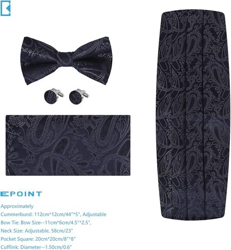 مجموعة أزرار أكمام رجالي من EPOINT Wedding Cummerbunds ربطة عنق بيزلي أحمر بورجوندي in Kuwait