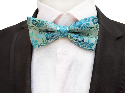 Mens Cravat Pre-Tied Bow Tie Set Luxury Floral Pattern Wedding Bowties with Pocket Square Set in Saudi Arabia