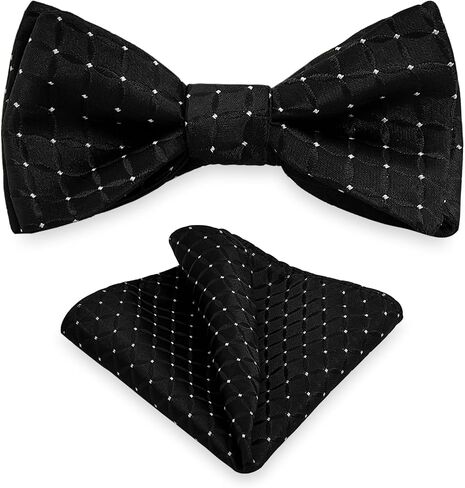 Houndstooth Self Tie Bow Tie Pocket Square Set, Men Bowtie with Handkerchief For Formal Tuxedo or Wedding Party M-S-SB2 in Kuwait