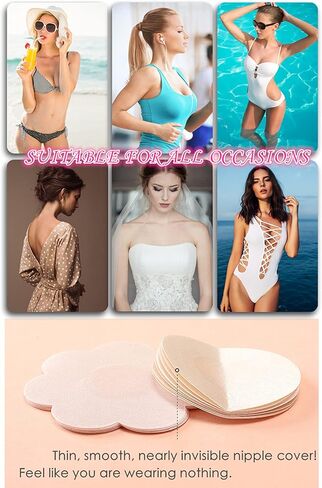 YISIBIA 40 قطعة من أغطية الحلمات للنساء للاستعمال مرة واحدة، ذاتية اللصق، ملصقات بتلات فطائر الثدي (شكل أسود على شكل X) in Kuwait