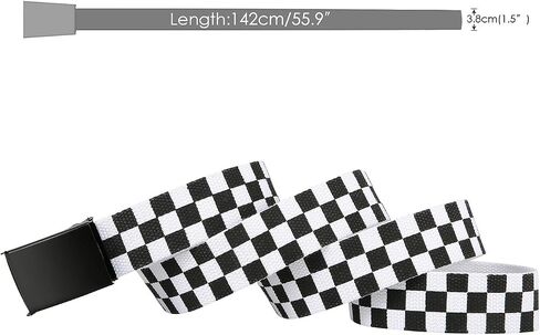 HDE Checkered Belt for Boys Men Black Flip Top Buckle Military Canvas Web Belts in Saudi Arabia