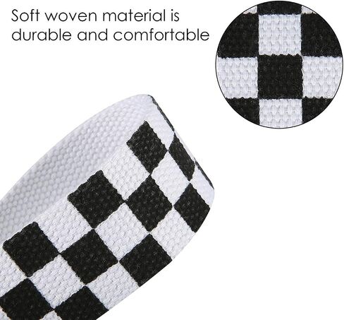 HDE Checkered Belt for Boys Men Black Flip Top Buckle Military Canvas Web Belts in Saudi Arabia