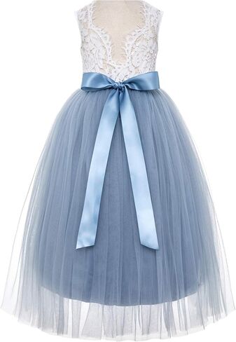 ekidsbridal صدفي الدانتيل الظهر زهرة فتاة اللباس اليومي ثوب عيد ميلاد حزب عطلة 207R in Kuwait