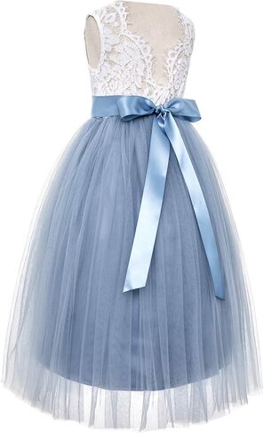 ekidsbridal صدفي الدانتيل الظهر زهرة فتاة اللباس اليومي ثوب عيد ميلاد حزب عطلة 207R in Kuwait