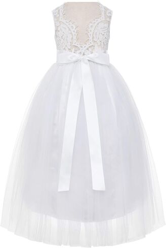 ekidsbridal صدفي الدانتيل الظهر زهرة فتاة اللباس اليومي ثوب عيد ميلاد حزب عطلة 207R in Kuwait