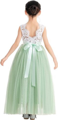 ekidsbridal صدفي الدانتيل الظهر زهرة فتاة اللباس اليومي ثوب عيد ميلاد حزب عطلة 207R in Kuwait