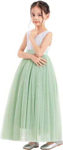 ekidsbridal صدفي الدانتيل الظهر زهرة فتاة اللباس اليومي ثوب عيد ميلاد حزب عطلة 207R in Kuwait