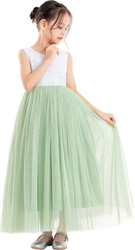 ekidsbridal صدفي الدانتيل الظهر زهرة فتاة اللباس اليومي ثوب عيد ميلاد حزب عطلة 207R in Kuwait