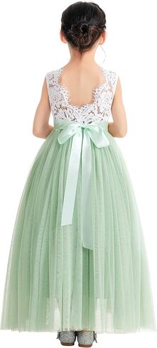 ekidsbridal صدفي الدانتيل الظهر زهرة فتاة اللباس اليومي ثوب عيد ميلاد حزب عطلة 207R in Kuwait