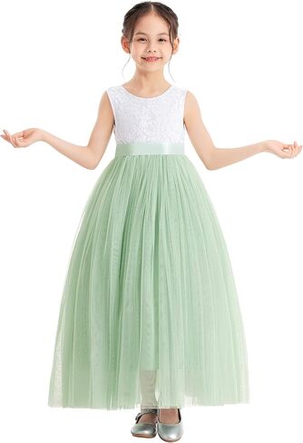 ekidsbridal صدفي الدانتيل الظهر زهرة فتاة اللباس اليومي ثوب عيد ميلاد حزب عطلة 207R in Kuwait