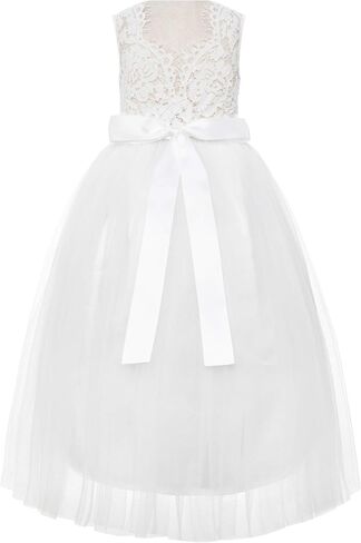 ekidsbridal صدفي الدانتيل الظهر زهرة فتاة اللباس اليومي ثوب عيد ميلاد حزب عطلة 207R in Kuwait