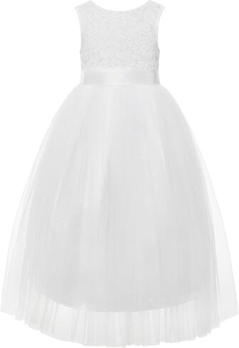 ekidsbridal صدفي الدانتيل الظهر زهرة فتاة اللباس اليومي ثوب عيد ميلاد حزب عطلة 207R in Kuwait