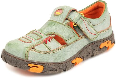 TMA EYES Womens Hand Stitching Leaher Shoes with Hollow Breathable Hook and Loop Slip-on Casual Shoes in Kuwait