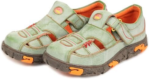 TMA EYES Womens Hand Stitching Leaher Shoes with Hollow Breathable Hook and Loop Slip-on Casual Shoes in Kuwait