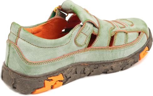 TMA EYES Womens Hand Stitching Leaher Shoes with Hollow Breathable Hook and Loop Slip-on Casual Shoes in Kuwait