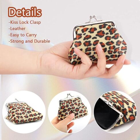 محفظة عملات معدنية صغيرة من Oyachic مكونة من 4 قطع مع مشبك Kisslock تغيير محفظة صغيرة للعملات المعدنية للنساء والفتيات مقاس 9 سم طول × 7 سم ارتفاع. in Kuwait