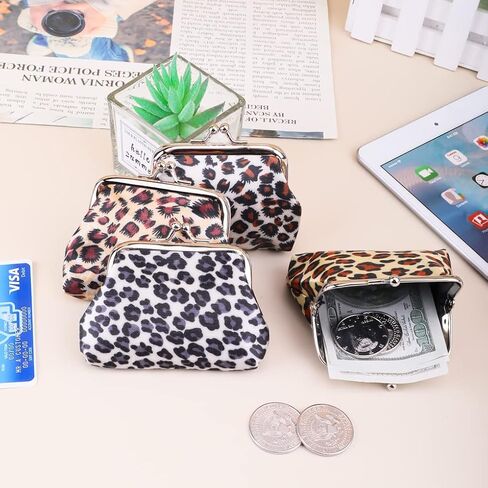 محفظة عملات معدنية صغيرة من Oyachic مكونة من 4 قطع مع مشبك Kisslock تغيير محفظة صغيرة للعملات المعدنية للنساء والفتيات مقاس 9 سم طول × 7 سم ارتفاع. in Kuwait