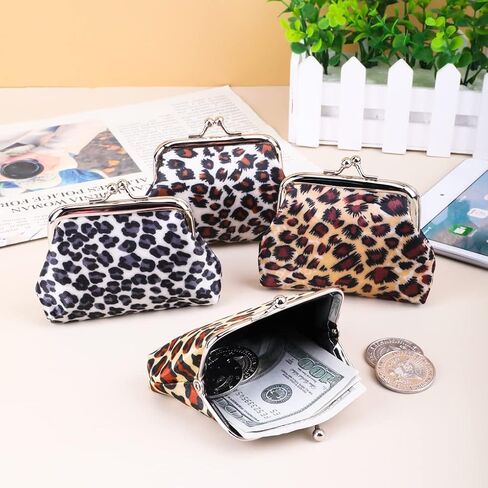 محفظة عملات معدنية صغيرة من Oyachic مكونة من 4 قطع مع مشبك Kisslock تغيير محفظة صغيرة للعملات المعدنية للنساء والفتيات مقاس 9 سم طول × 7 سم ارتفاع. in Kuwait