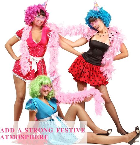 Yunsailing 12 Pcs Pink Feather Boas for Party Boas Bulk Heart Shaped Sunglasses Trendy Pink Heart Glasses 6ft Boas Feather Costume Women Girls Dress up Wedding Bachelor Birthday Party Favors in Saudi Arabia