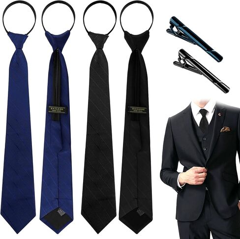 Fnrpue 2 Pieces Tie for Men Buziness Tie Necktie Striped Tie with 2Pcs Tie Clip for Office School, Multicolor, M in Kuwait