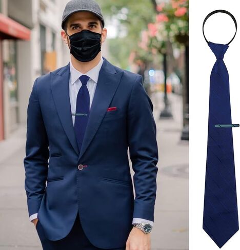 Fnrpue 2 Pieces Tie for Men Buziness Tie Necktie Striped Tie with 2Pcs Tie Clip for Office School, Multicolor, M in Kuwait