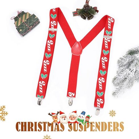 BODIY Red Stanta Suspenders for Men Christmas Suspenders Funny Wide Elstic Y Back with Metal Clips Adjustable Suspender in Kuwait