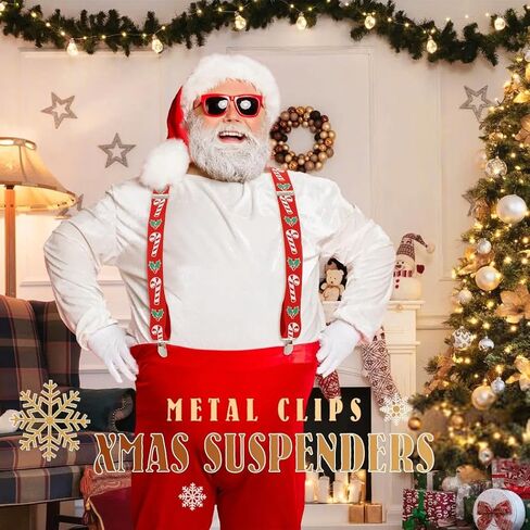 BODIY Red Stanta Suspenders for Men Christmas Suspenders Funny Wide Elstic Y Back with Metal Clips Adjustable Suspender in Kuwait