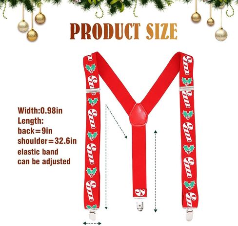 BODIY Red Stanta Suspenders for Men Christmas Suspenders Funny Wide Elstic Y Back with Metal Clips Adjustable Suspender in Kuwait