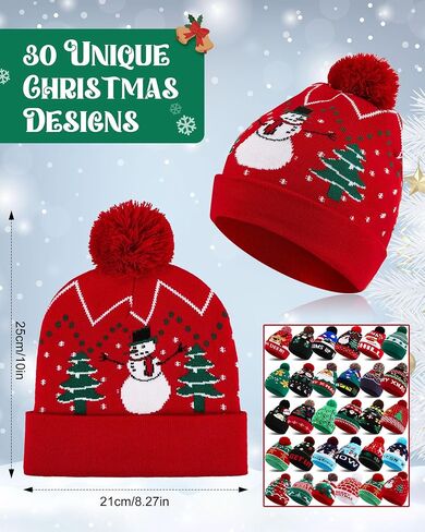Suhine 30 Pieces Kids Christmas Hats Bulk Winter Knitted Beanies Holiday Santa Hat for Donation Xmas Party Supplies in Saudi Arabia