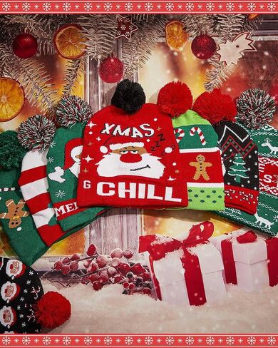 Suhine 30 Pieces Kids Christmas Hats Bulk Winter Knitted Beanies Holiday Santa Hat for Donation Xmas Party Supplies in Saudi Arabia