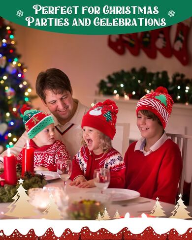 Suhine 30 Pieces Kids Christmas Hats Bulk Winter Knitted Beanies Holiday Santa Hat for Donation Xmas Party Supplies in Saudi Arabia