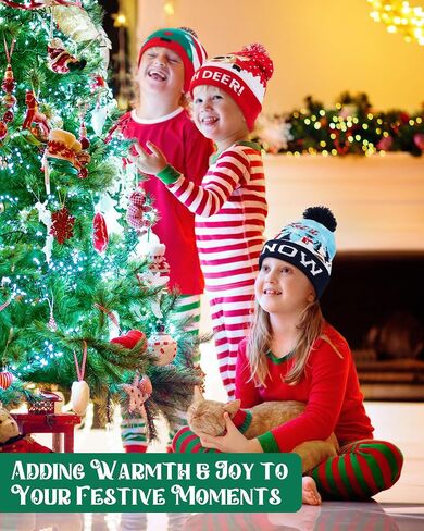 Suhine 30 Pieces Kids Christmas Hats Bulk Winter Knitted Beanies Holiday Santa Hat for Donation Xmas Party Supplies in Saudi Arabia