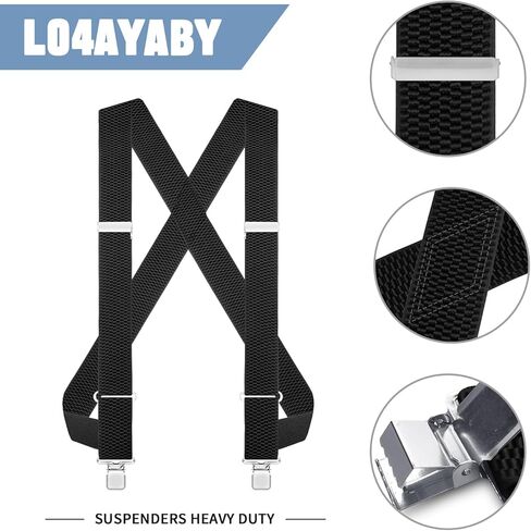 L04AYABY حمالات جانبية سوداء للرجال حمالات تزلج كبيرة وطويلة شديدة التحمل لحمالات سائق الشاحنة من الجلد البني in Kuwait