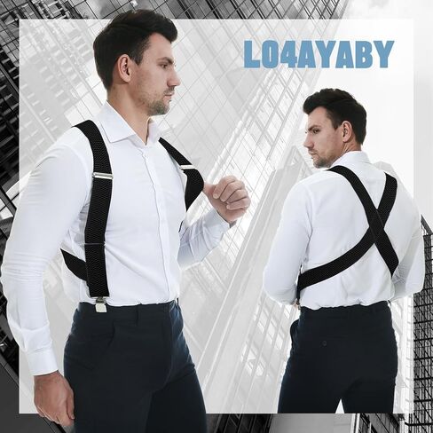 L04AYABY حمالات جانبية سوداء للرجال حمالات تزلج كبيرة وطويلة شديدة التحمل لحمالات سائق الشاحنة من الجلد البني in Kuwait