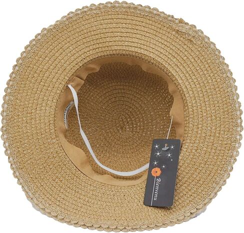 Bienvenu Kid Girl Straw Wide Brim Hat Summer Beach Hat Sun Protection in Saudi Arabia