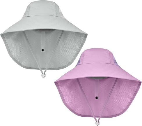 Kids Sun Hat UPF50+ Summer Beach Play Sun Protection Hats with Neck Flap for Ages 5~14 Girls Boys in Saudi Arabia