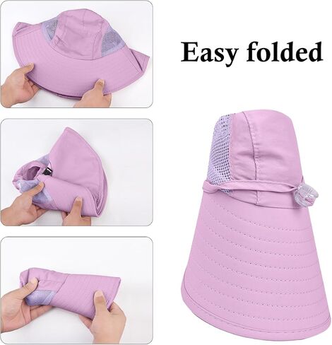Kids Sun Hat UPF50+ Summer Beach Play Sun Protection Hats with Neck Flap for Ages 5~14 Girls Boys in Saudi Arabia
