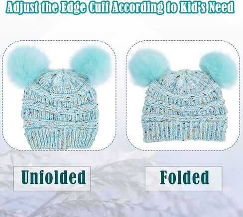 قبعة LUCKYBUNNY للأطفال الصغار من الأولاد والبنات مع بوم بوم، قبعة صغيرة شتوية دافئة، قبعة تزلج سميكة، لعمر 7-12 عامًا in Kuwait