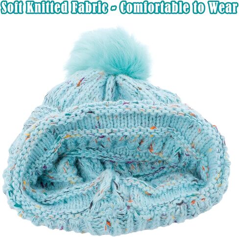 قبعة LUCKYBUNNY للأطفال الصغار من الأولاد والبنات مع بوم بوم، قبعة صغيرة شتوية دافئة، قبعة تزلج سميكة، لعمر 7-12 عامًا in Kuwait